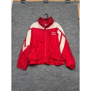 Vintage Wilson Windbreaker Jacket Mens Large Red White Coach Pierce Tennis 90s